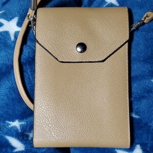 Ultra Slim Crossbody Tan Cell Phone Purse
